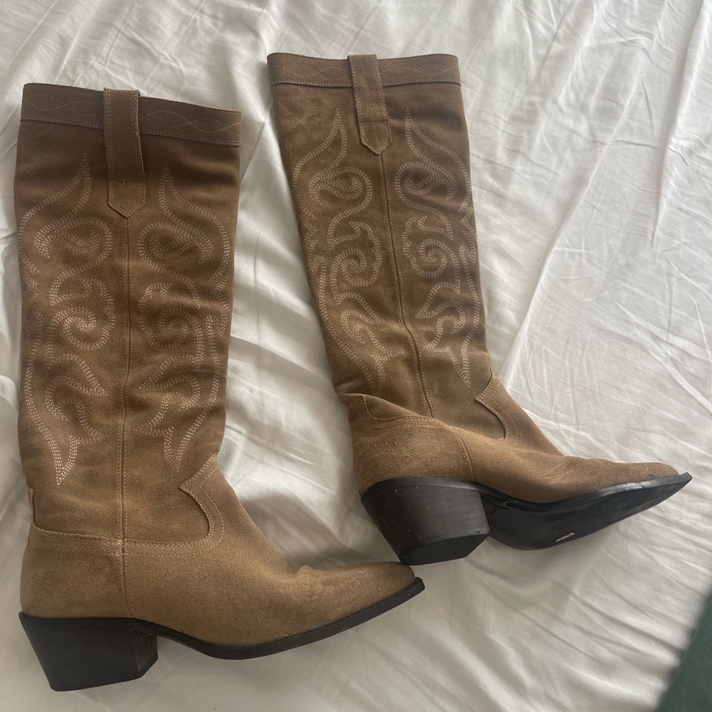 Zara leather cowboy boots